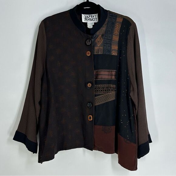 DONNA JESSICA Vintage Art to Wear Patchwork Lagenlook Cardigan Sz 1 S/M - Picture 1 of 6